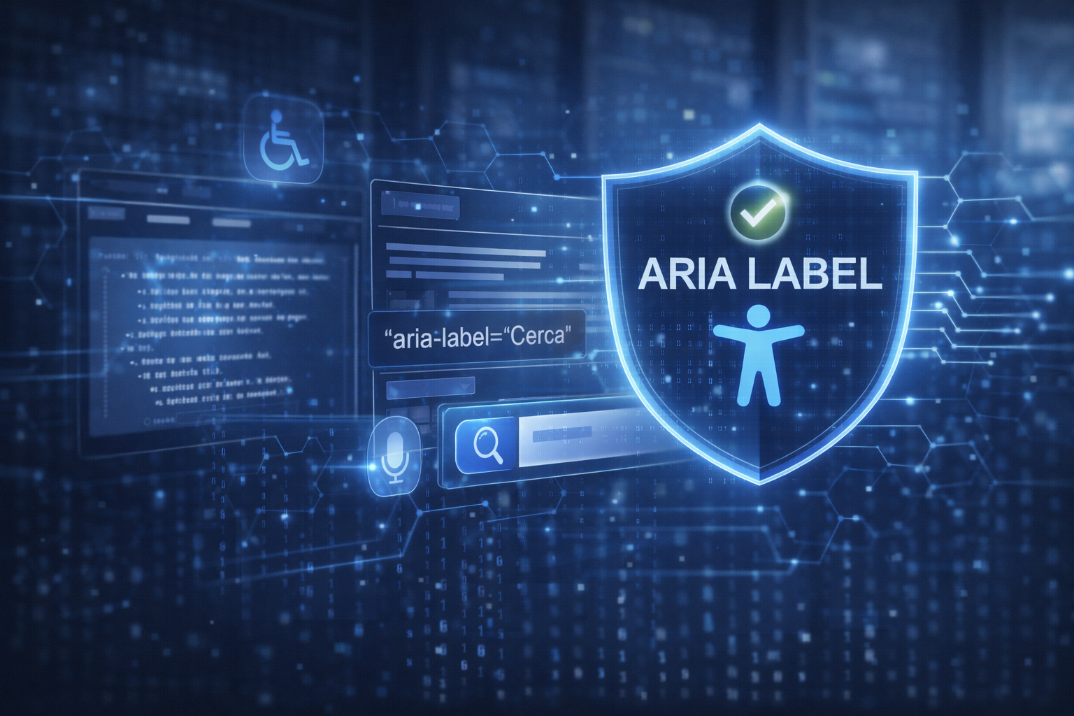ARIA Label accessibility  shield with accessibility icon